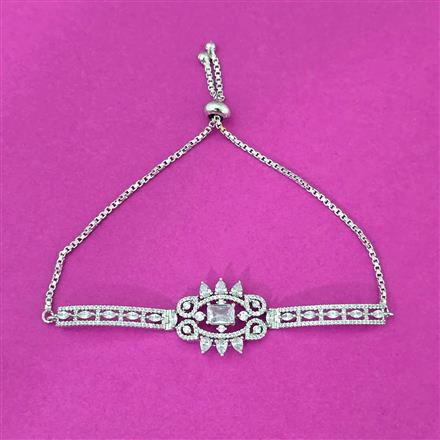 Cubic Zirconia Adjustable Bracelet With Rhodium 2 Tone Plating