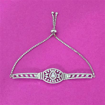 Cubic Zirconia Adjustable Bracelet With Rhodium 2 Tone Plating
