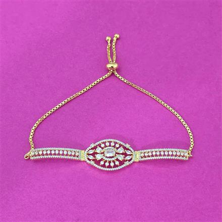 Cubic Zirconia Adjustable Bracelet With Rhodium 2 Tone Plating