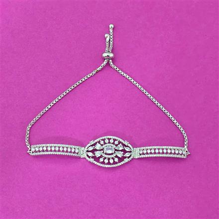 Cubic Zirconia Adjustable Bracelet With Rhodium 2 Tone Plating