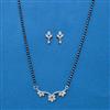 Cubic Zirconia Classic Mangalsutra With Rhodium 2 Tone Plating