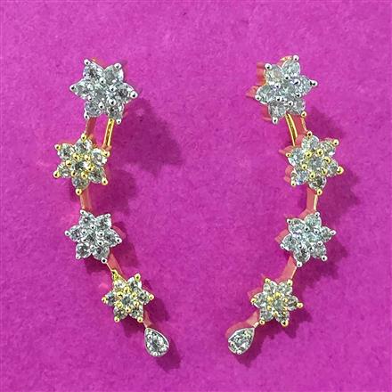 Cubic Zirconia Earcuff With 2tone Rhodium Plating