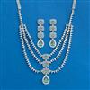 Cubic Zirconia Classic Necklace Set With Rhodium Plating