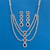 Cubic Zirconia Classic Necklace Set With Rhodium Plating