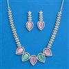 Cubic Zirconia Classic Necklace Set With Rhodium Plating