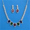 Cubic Zirconia Classic Necklace Set With Rhodium Plating