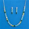 Cubic Zirconia Delicate Necklace Set With Rhodium Plating