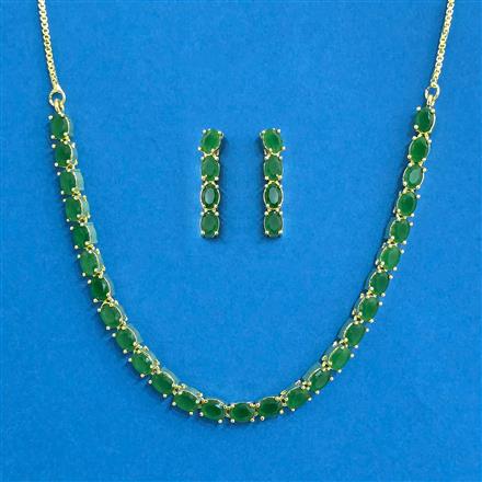 Cubic Zirconia Delicate Necklace Set With Gold Plating