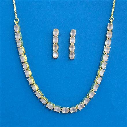 Cubic Zirconia Delicate Necklace Set With Gold Plating