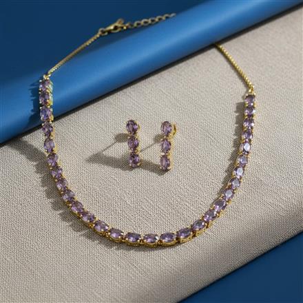 Cubic Zirconia Delicate Necklace Set With Gold Plating