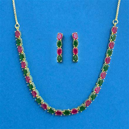 Cubic Zirconia Delicate Necklace Set With Gold Plating