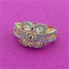 Cubic Zirconia Adjustable Ring With 2 Tone Plating