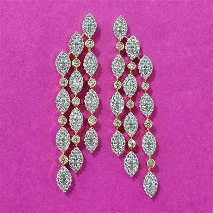 Cubic Zirconia Classic Earring With 2tone Rhodium Plating