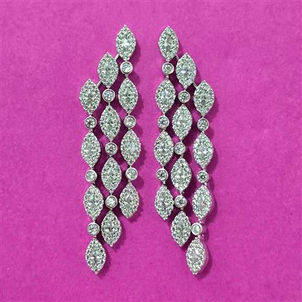 Cubic Zirconia Classic Earring With 2tone Rhodium Plating