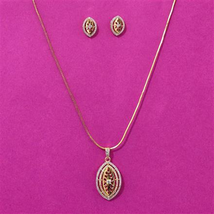 Cubic Zirconia Classic Pendant Set With 2 Tone Plating