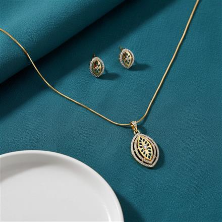 Cubic Zirconia Classic Pendant Set With 2 Tone Plating