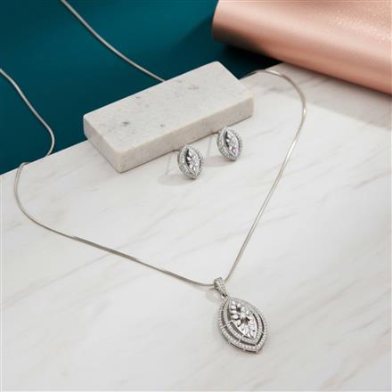Cubic Zirconia Classic Pendant Set With Rhodium Plating