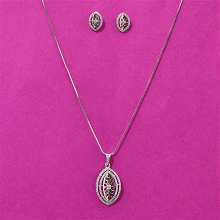 Cubic Zirconia Classic Pendant Set With Rhodium Plating