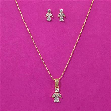 Cubic Zirconia Delicate Pendant Set With 2 Tone Plating