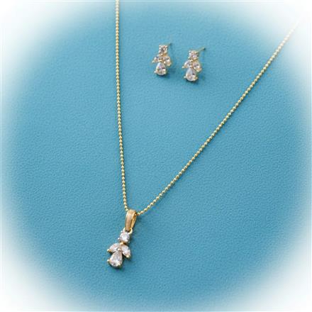Cubic Zirconia Delicate Pendant Set With 2 Tone Plating