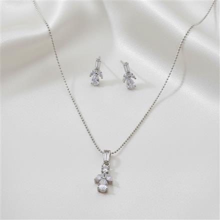 Cubic Zirconia Delicate Pendant Set With Rhodium Plating