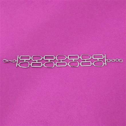 Cubic Zirconia Classic Bracelet With Rhodium 2 Tone Plating