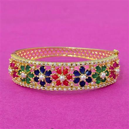 Cubic Zirconia Openable Kada With Gold Plating
