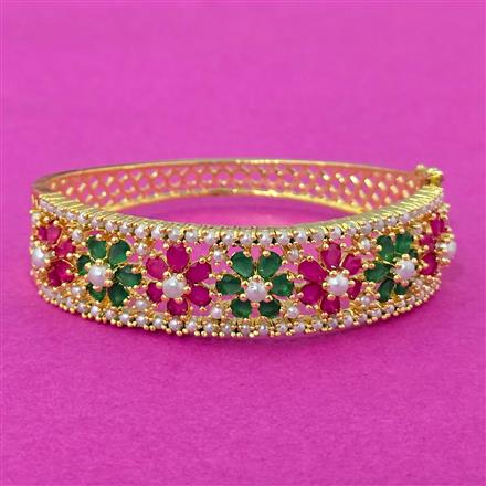 Cubic Zirconia Openable Kada With Gold Plating