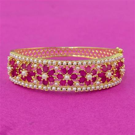 Cubic Zirconia Openable Kada With Gold Plating