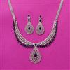 Cubic Zirconia Classic Necklace Set With Rhodium Plating