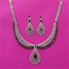 Cubic Zirconia Classic Necklace Set With Rhodium Plating