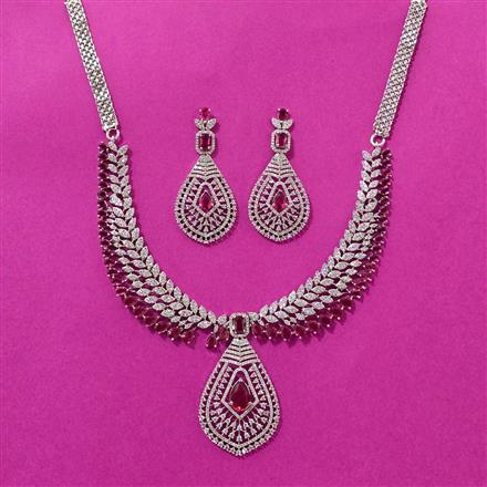 Cubic Zirconia Classic Necklace Set With Rhodium Plating