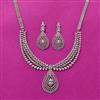 Cubic Zirconia Classic Necklace Set With Rhodium Plating