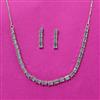Cubic Zirconia Delicate Necklace Set With Rhodium Plating
