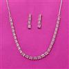 Cubic Zirconia Delicate Necklace Set With Rhodium Plating