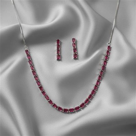 Cubic Zirconia Delicate Necklace Set With Rhodium Plating