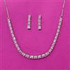 Cubic Zirconia Delicate Necklace Set With Rhodium Plating