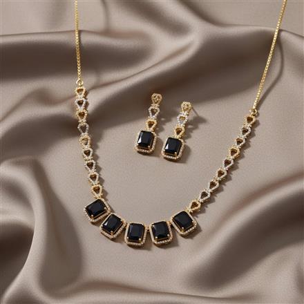 Cubic Zirconia Classic Necklace Set With 2 Tone Plating