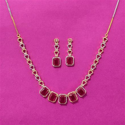 Cubic Zirconia Classic Necklace Set With 2 Tone Plating