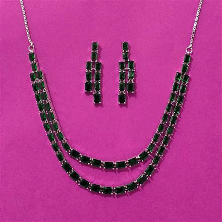 Cubic Zirconia Delicate Necklace Set With Rhodium Plating