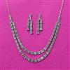 Cubic Zirconia Delicate Necklace Set With Rhodium Plating
