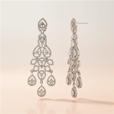 Cubic Zirconia Classic Earring With Rhodium 2 Tone Plating