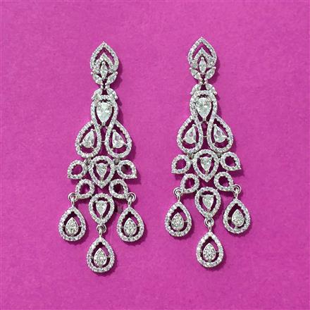 Cubic Zirconia Classic Earring With Rhodium 2 Tone Plating