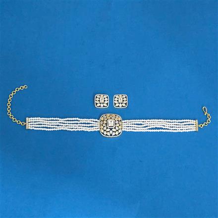 Cubic Zirconia Moti Necklace With 2tone Plating