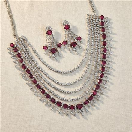 Cubic Zirconia Classic Necklace With Rhodium Plating