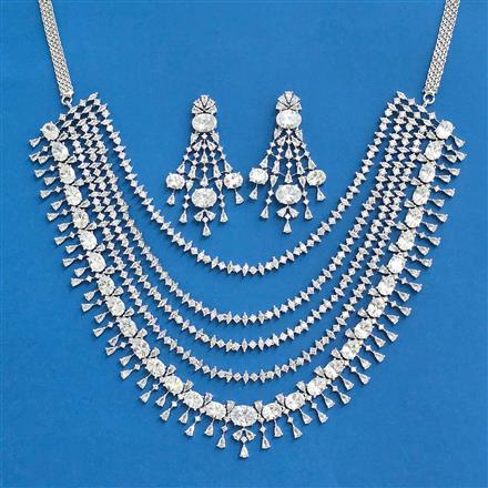 Cubic Zirconia Classic Necklace With Rhodium Plating