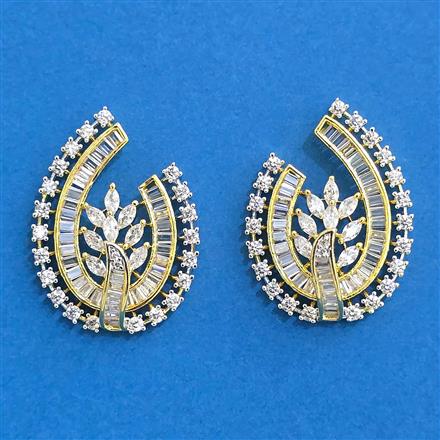 Cubic Zirconia Classic Earring With 2tone Rhodium Plating
