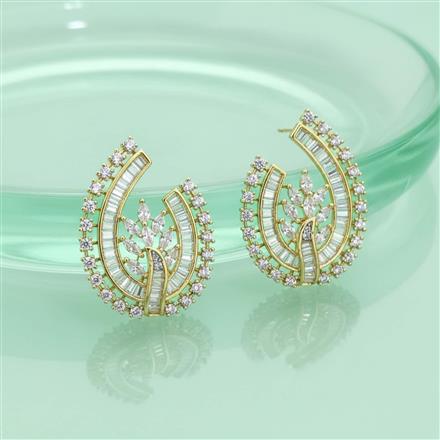 Cubic Zirconia Classic Earring With 2tone Rhodium Plating