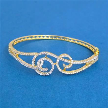 Cubic Zirconia Openable Kada With 2tone Rhodium Plating