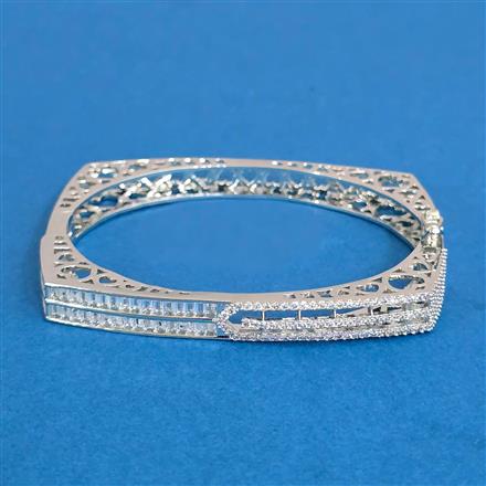 Cubic Zirconia Classic Kada With 2tone Rhodium Plating